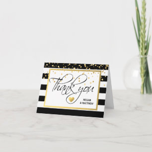 Black White Gold Foil WEDDING Thank You PHOTO Card
