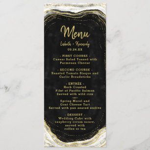 Black White & Gold Geode Agate Marble Slice Dinner Menu