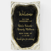 Black White & Gold Geode Agate Wedding Welcome