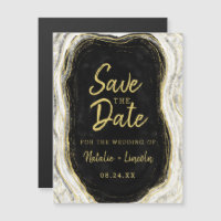 Black White & Gold Geode Wedding Save the Date