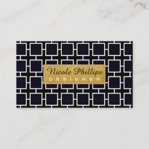 Black White & Gold Geometric Chic Business Card