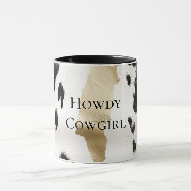 Black White Gold Glam Cowhide Southwest Mug (Center)