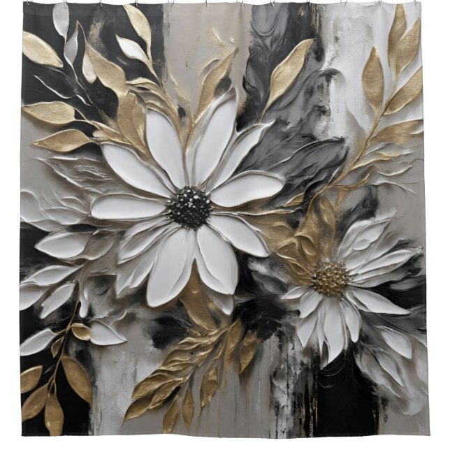 Black White Gold Grey Floral Print (Front)