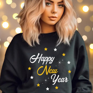 Black White & Gold Happy New Year Sweatshirt