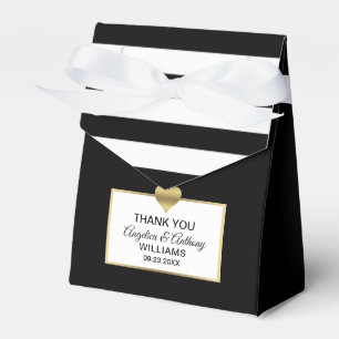 Black White Gold Heart Party Favour Wedding Favor Box