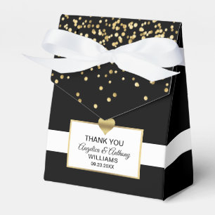 Black White Gold Heart Party Favour Wedding Favor Box
