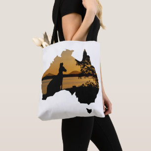 Black, White & Gold Kangaroo Sunset Australia Tote Bag