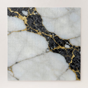 Black White Gold Marble Luxury Jigsaw Puzzle