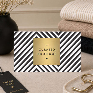 Black White Gold Modern Boutique Brand Business Card