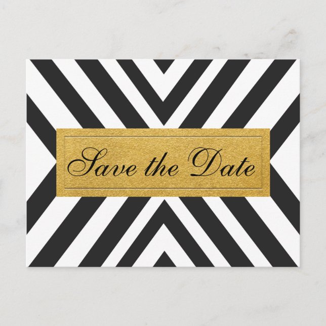 Black White & Gold Modern Geometrical Postcard (Front)