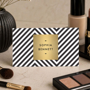 Black White Gold Modern Makeup Artist Business Card