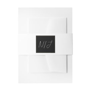 Black White Gold Modern Minimal Elegant Wedding Invitation Belly Band
