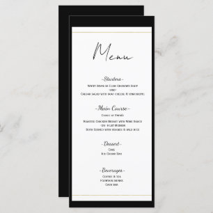Black White Gold Modern Minimal Menu Mariage