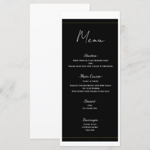 Black White Gold Modern Minimal Menu Mariage