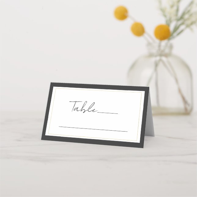 Black White Gold Modern Minimal Seating Table Place Card (Front)