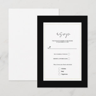 Black White Gold Modern Minimal Wedding RSVP