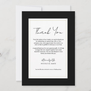 Black White Gold Modern Minimal Wedding Thank You Invitation