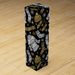 Black White Gold Modern Winter Clothing Wine Box<br><div class="desc">Festive and modern Christmas box  features black,  white and gold pattern of cozy winter sweaters,  scarves,  socks and mittens.</div>