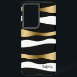 Black White & Gold Modern Zebra pattern Samsung Galaxy Case<br><div class="desc">Modern black white and gold abstract stylized zebra stripes.</div>