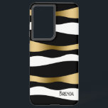 Black White & Gold Modern Zebra pattern Samsung Galaxy Case<br><div class="desc">Modern black white and gold abstract stylized zebra stripes.</div>