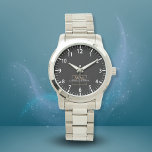 Black White Gold Monogram Name Script Watch<br><div class="desc">Elegant Gold Monogram with Name Script. 
Easily personalized as a gift for family and friends.</div>