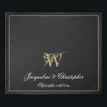 Black White Gold Monogram Names Newlywed Wedding Duvet Cover<br><div class="desc">Black White Gold Monogram Names Newlywed Wedding Duvet Cover Personalized black and white and gold monogrammed duvet cover. Elegant classic script for the initial, the names of the bride and groom and wedding date on a solid black background. Perfect gift for newly weds, or beautiful for your own bedroom. Click...</div>