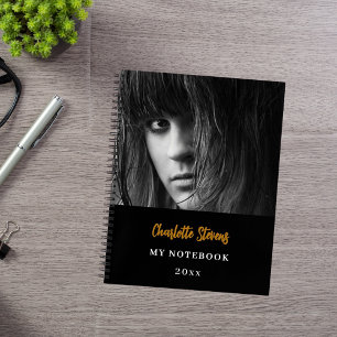 Black white gold photo notebook