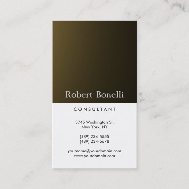 Black White Gold Plain Modern Business Card (Front)
