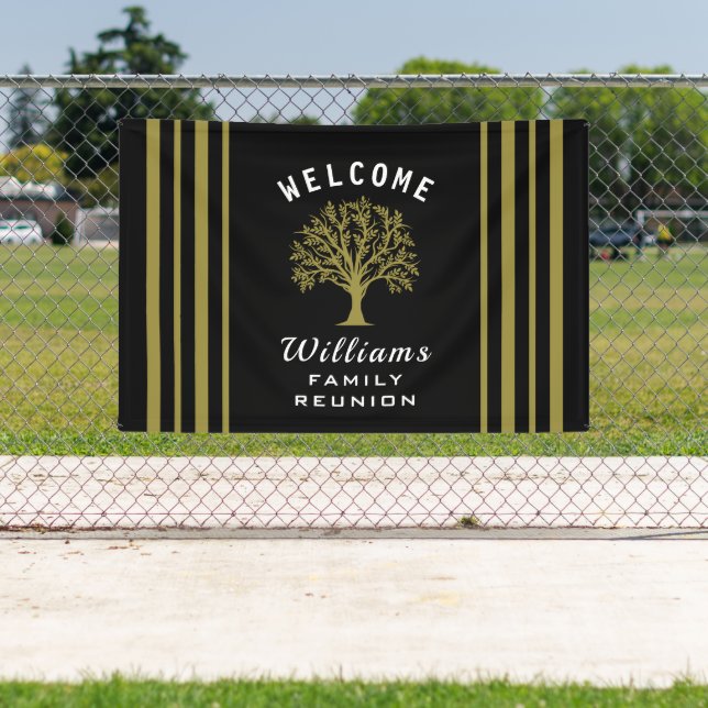 Black White Gold Road Trip Family Reunion Tree Banner (Insitu)