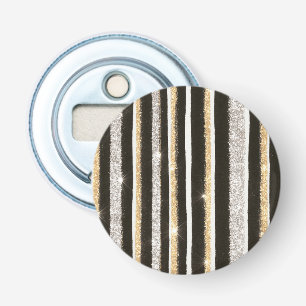 Black White Gold Silver Glitter Stripes New Year's Bottle Opener