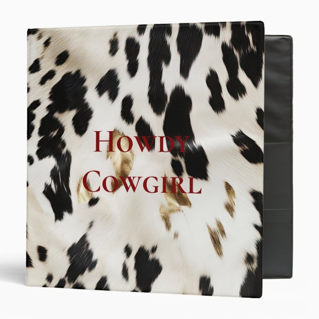 Black White Gold Southwest Cowhide  Binder (Front/Inside)