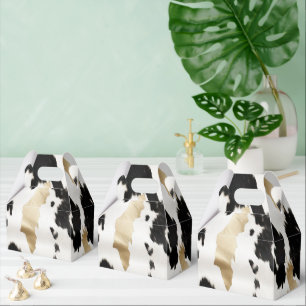 Black White Gold Southwest Cowhide Birthday Favor Box