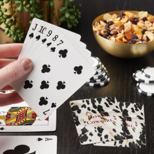 Black White Gold Southwest Cowhide Birthday Playing Cards