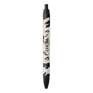 Black White Gold Southwest Cowhide Black Ink Pen