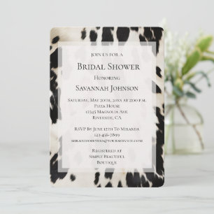 Black White Gold Southwest Cowhide Bridal Shower Invitation