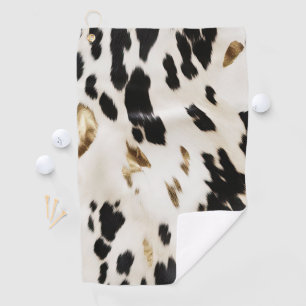 Black White Gold Southwest Cowhide  Golf Towel