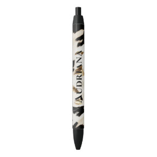 Black White Gold Southwest Cowhide  Ink Pen