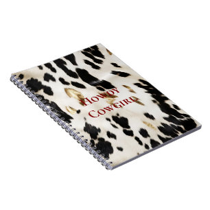 Black White Gold Southwest Cowhide Notebook