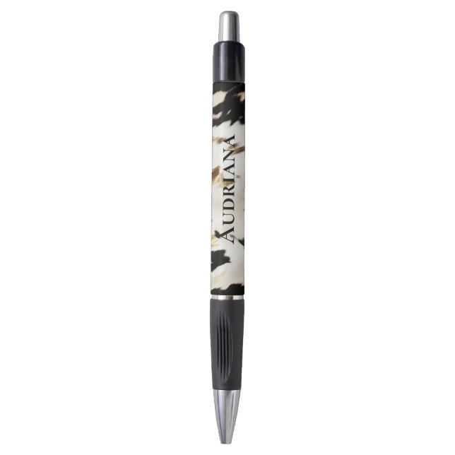 Black White Gold Southwest Cowhide  Pen (Front Vertical)