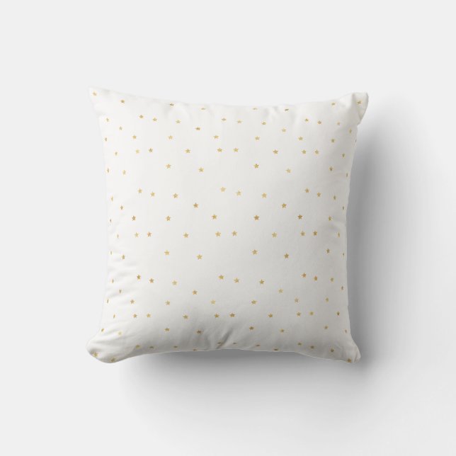 Black White Gold Stars Throw Pillow (Front)