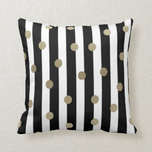 Black, White & Gold Throw Pillow