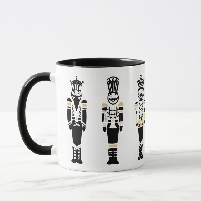 Black, White & Gold Trendy Nutcracker Christmas Mug (Left)