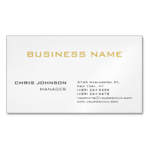 Black White Gold Unique Trendy Minimalist Plain Magnetic Business Card