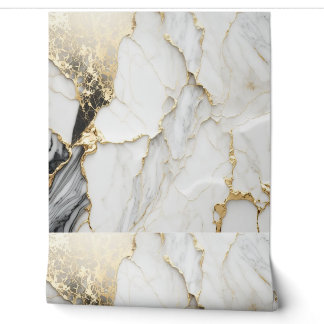Black & White Gold Vein Marble Wallpaper