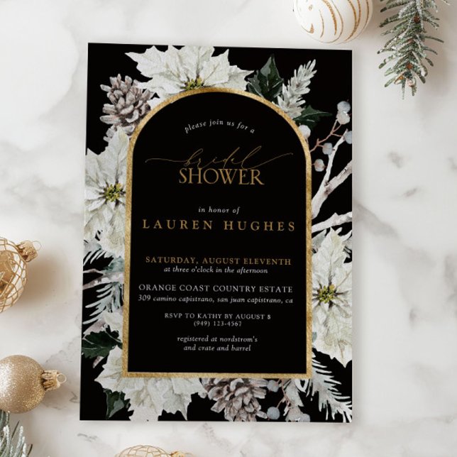 Black & White Gold Winter Bridal Shower Invitation (Creator Uploaded)