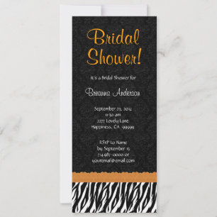 Black White Gold Zebra Print Bridal Shower V09 Invitation