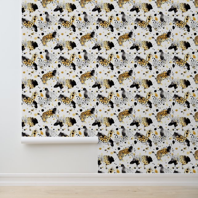 Black White Golden Leopard Animal  Wallpaper (Application)