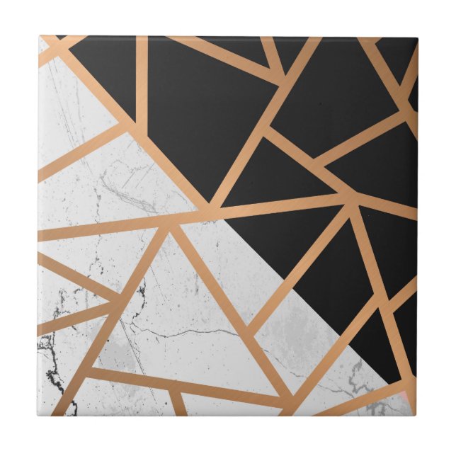 Black & White Golden Marble Mosaic Tile (Front)