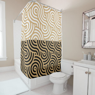 Black & White Golden Sea Ocean Waves Pattern