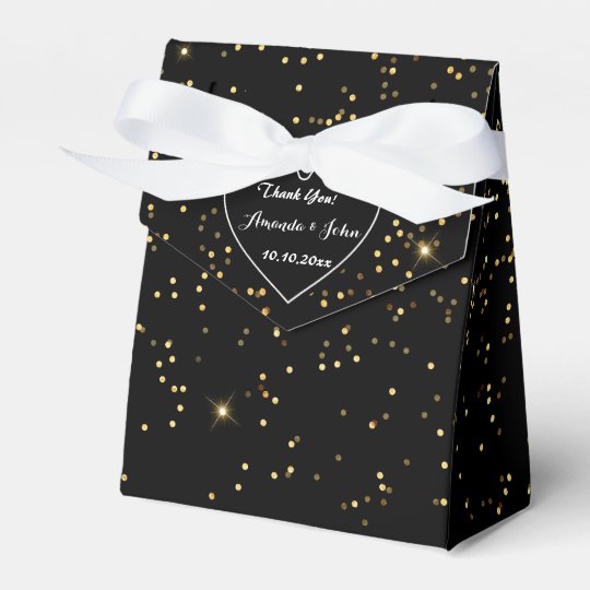Black White Golden Sparkly Wedding Favour Thank Party Favor Box
